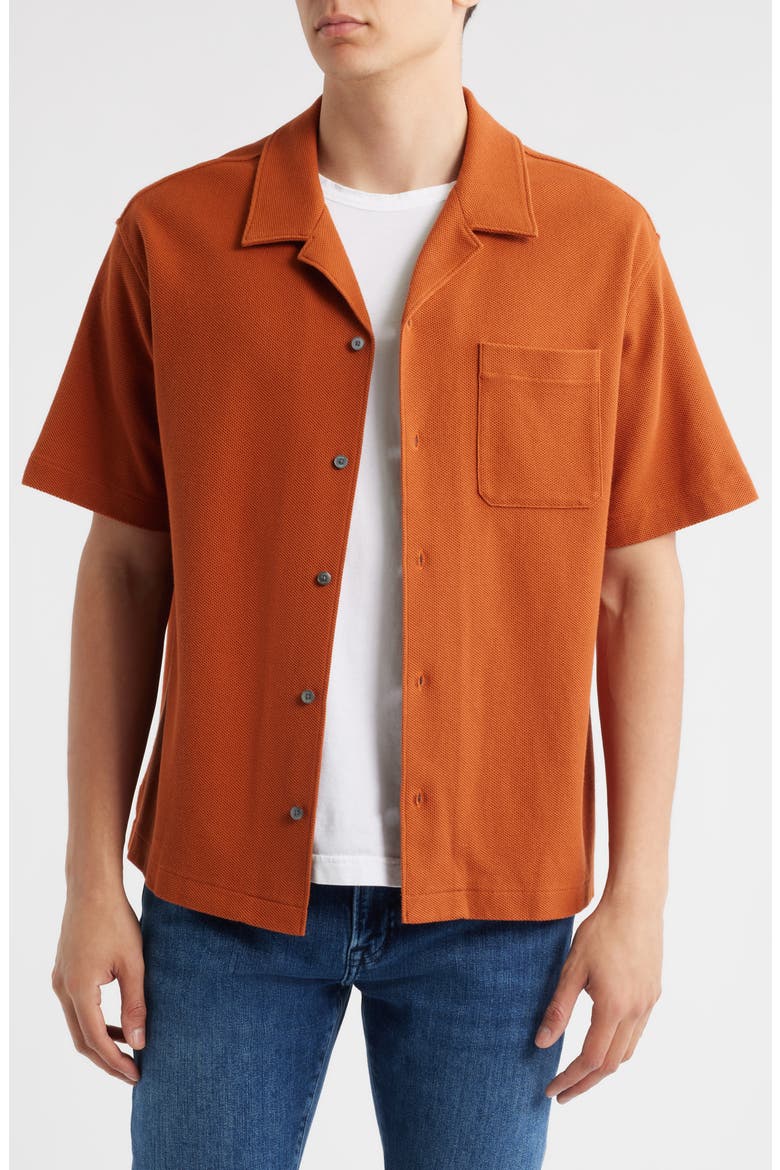 Relaxed Jacquard Camp Shirt, Main, color, DARK ORANGE