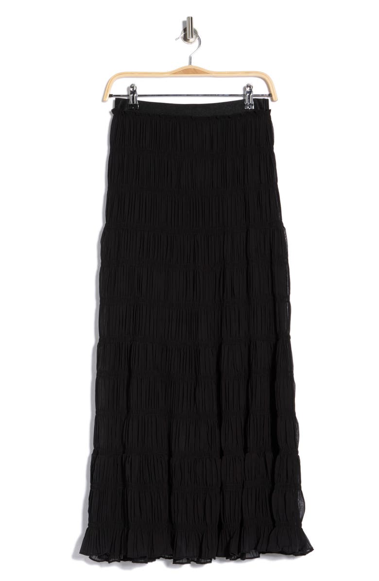 MAX STUDIO Shirred Georgette Maxi Skirt, Alternate, color, Black