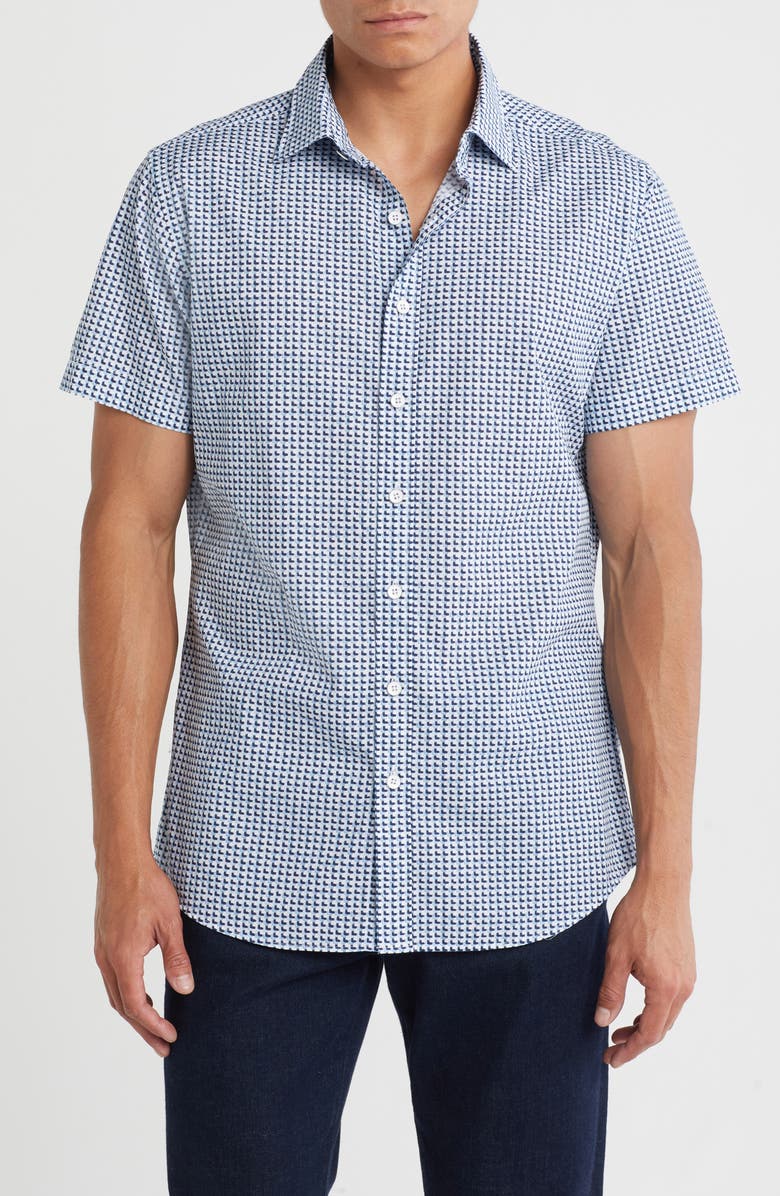 Rodd & Gunn Foreshore Short Sleeve Button-Up Shirt, Main, color, Sea