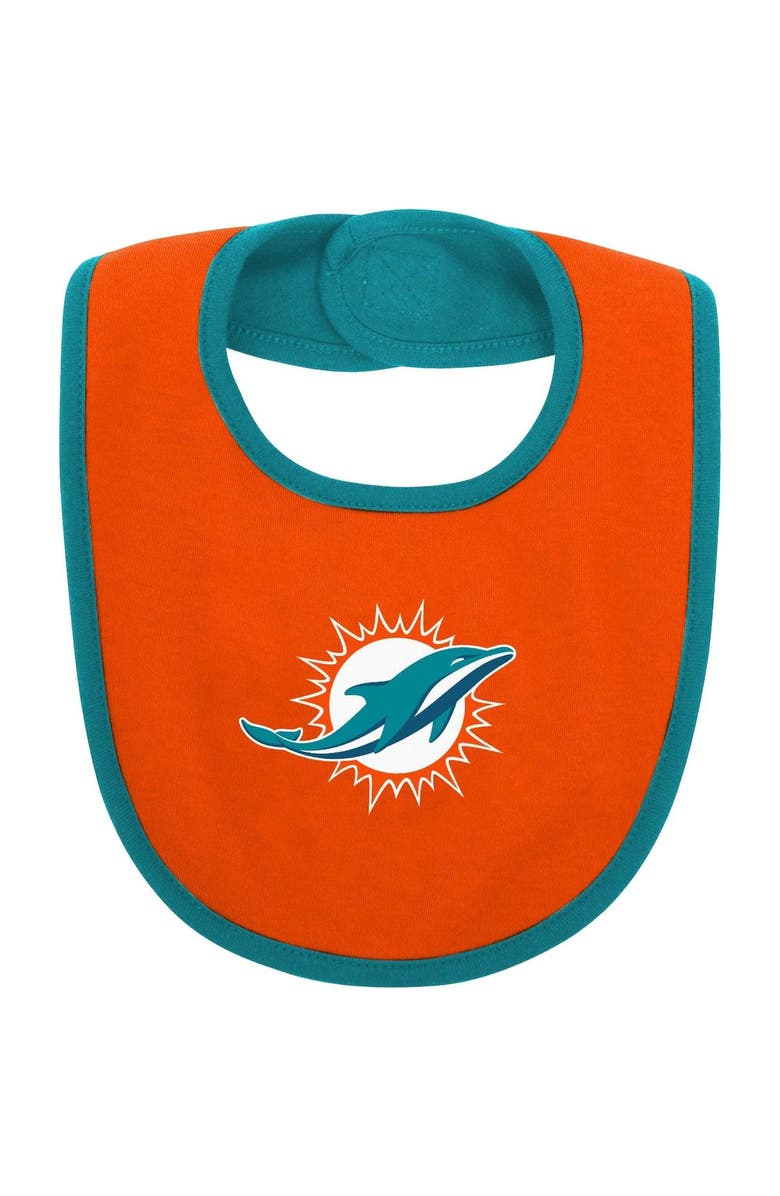 Outerstuff Newborn & Infant Aqua/Orange Miami Dolphins Home Field Advantage Three-Piece Bodysuit, Bib & Booties Set, Alternate, color, Aqua