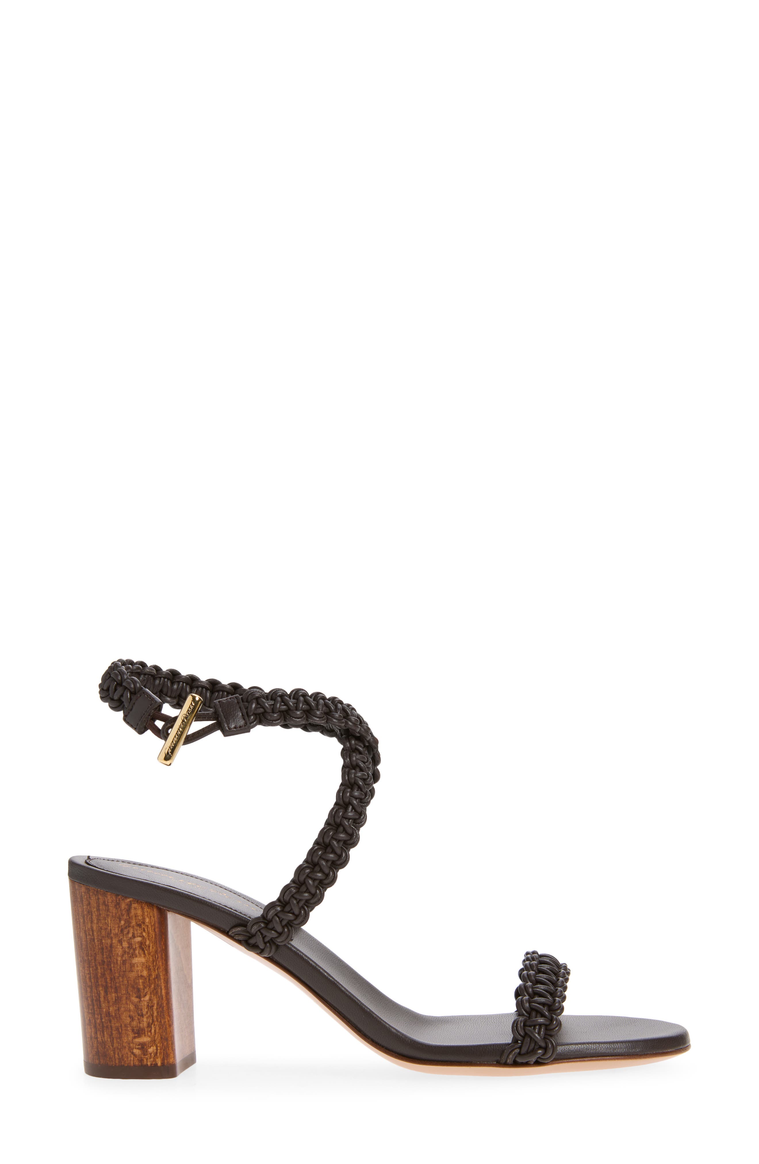 Gianvito Rossi Braided Strap Block Heel Sandal, Alternate, color, Moka