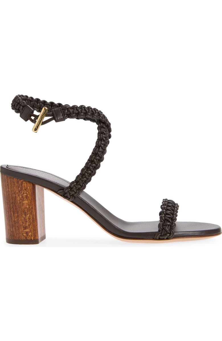 Gianvito Rossi Braided Strap Block Heel Sandal, Alternate, color, Moka
