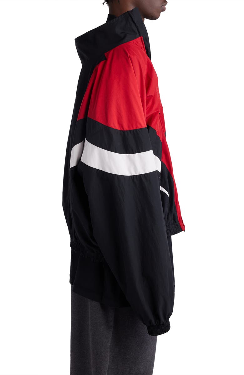 Balenciaga 3B Sports Icon Off the Shoulder Track Jacket, Alternate, color, Black