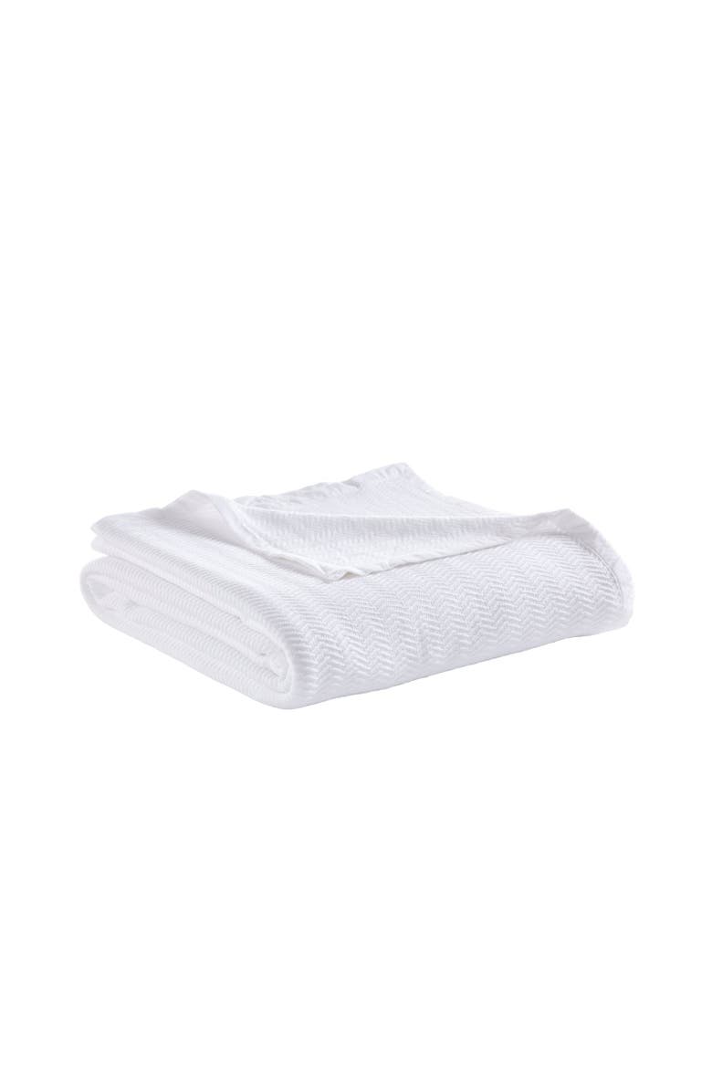 Riviera Chevron Cotton Blanket, Main, color, White