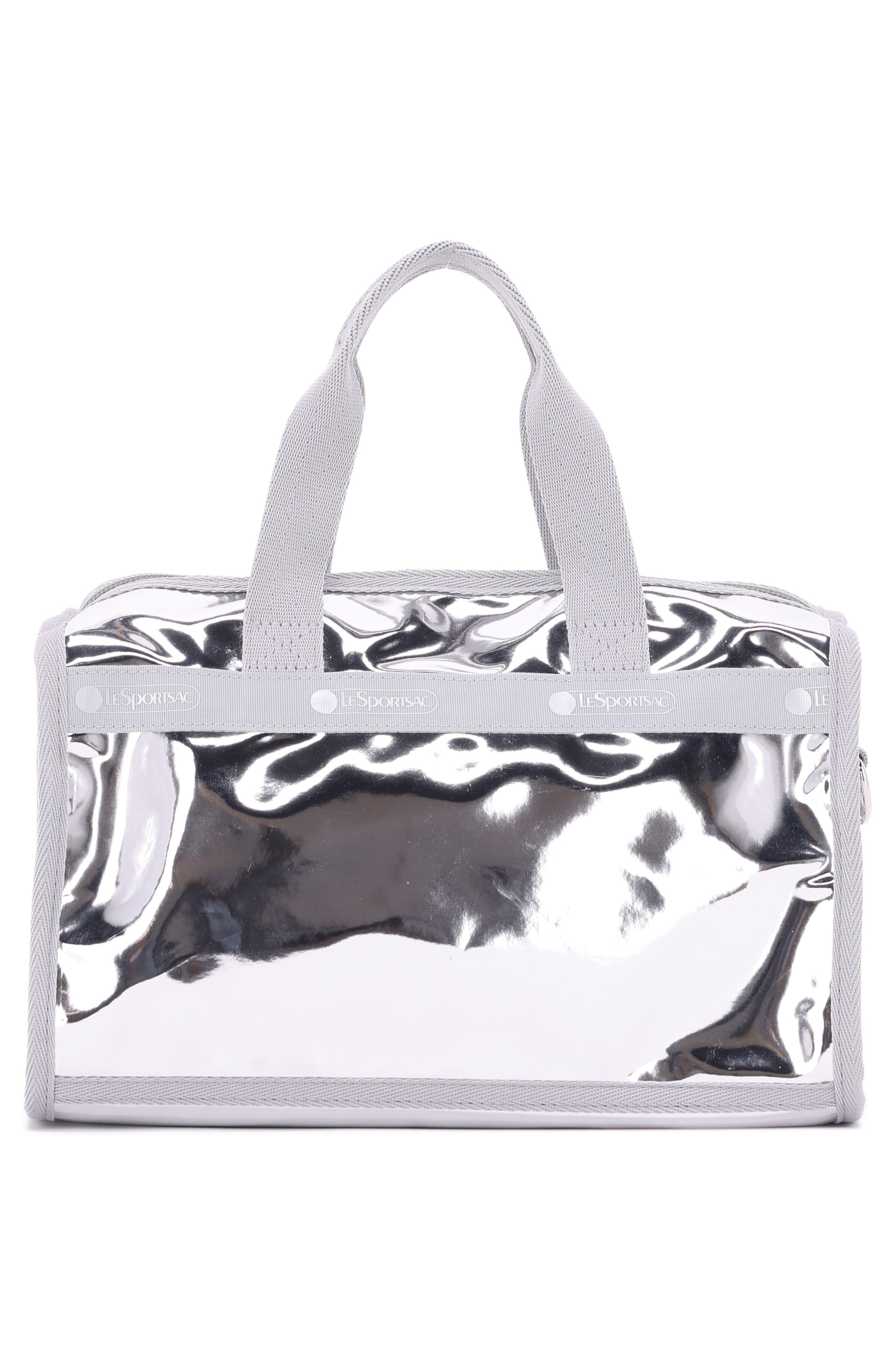 Mir Mini Metallic Duffle Bag, Alternate, color, SILVER SPECCHIO