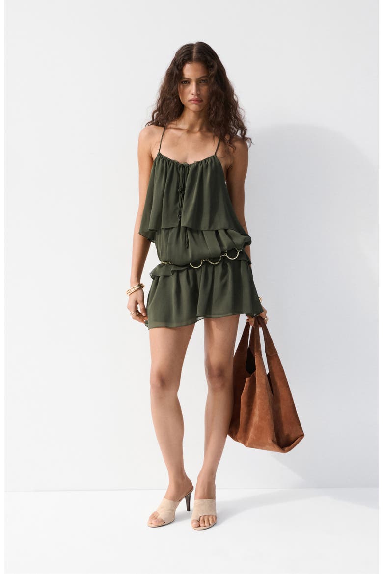 Tiered Minidress, Alternate, color, GREEN