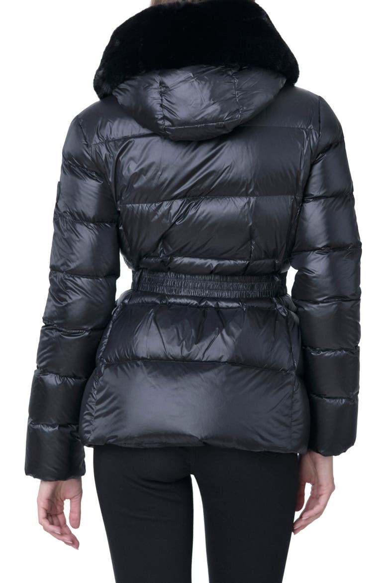 Lux Faux Fur Lined Water Resistant Recycled Nylon Down Puffer Jacket, Alternate, color, BLACK