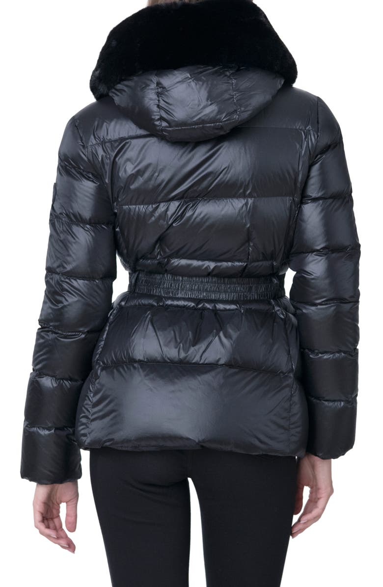 The Recycled Planet Company Lux Faux Fur Lined Water Resistant Recycled Nylon Down Puffer Jacket, Alternate, color, Black