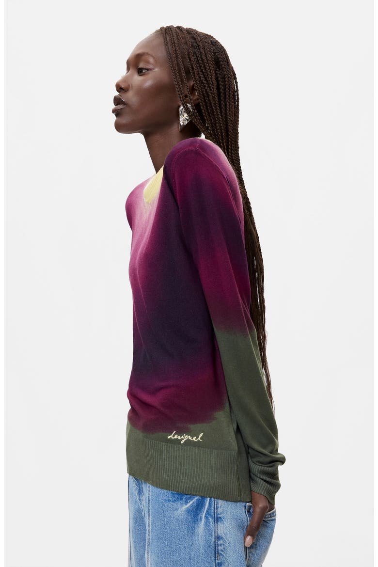 Dip Dye Effect Pullover Sweater, Alternate, color, BURGUNDY