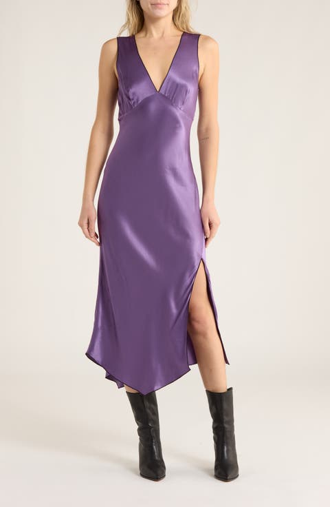 Monique Empire Waist Satin Midi Dress