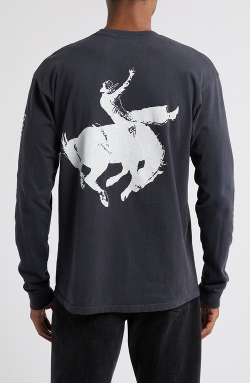 One Of These Days Fallin Rain Long Sleeve Graphic T-shirt In Washed Black