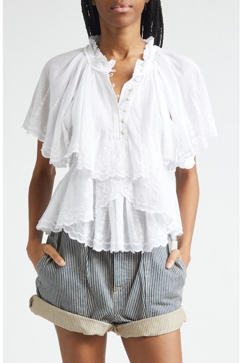 Lorna Embroidered Voile Top, Main, color, WHITE