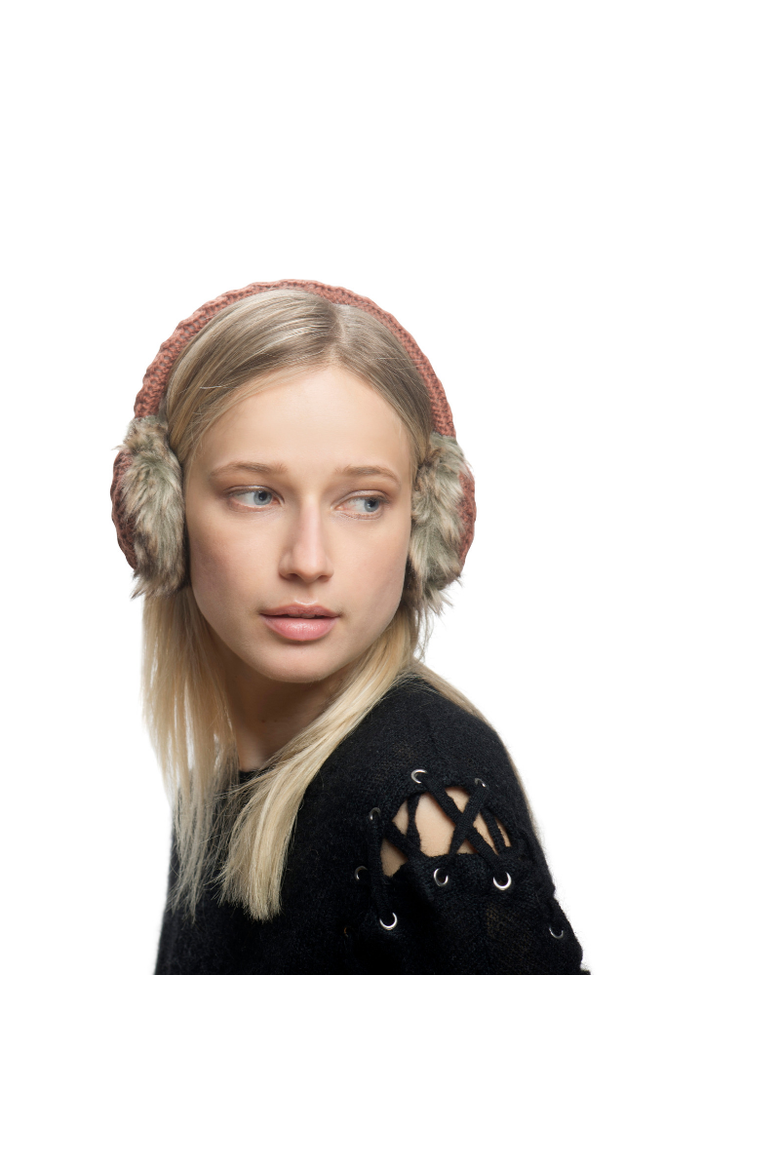 Cable Knit Adjustable Earmuffs With Faux Fur, Alternate, color, Navy