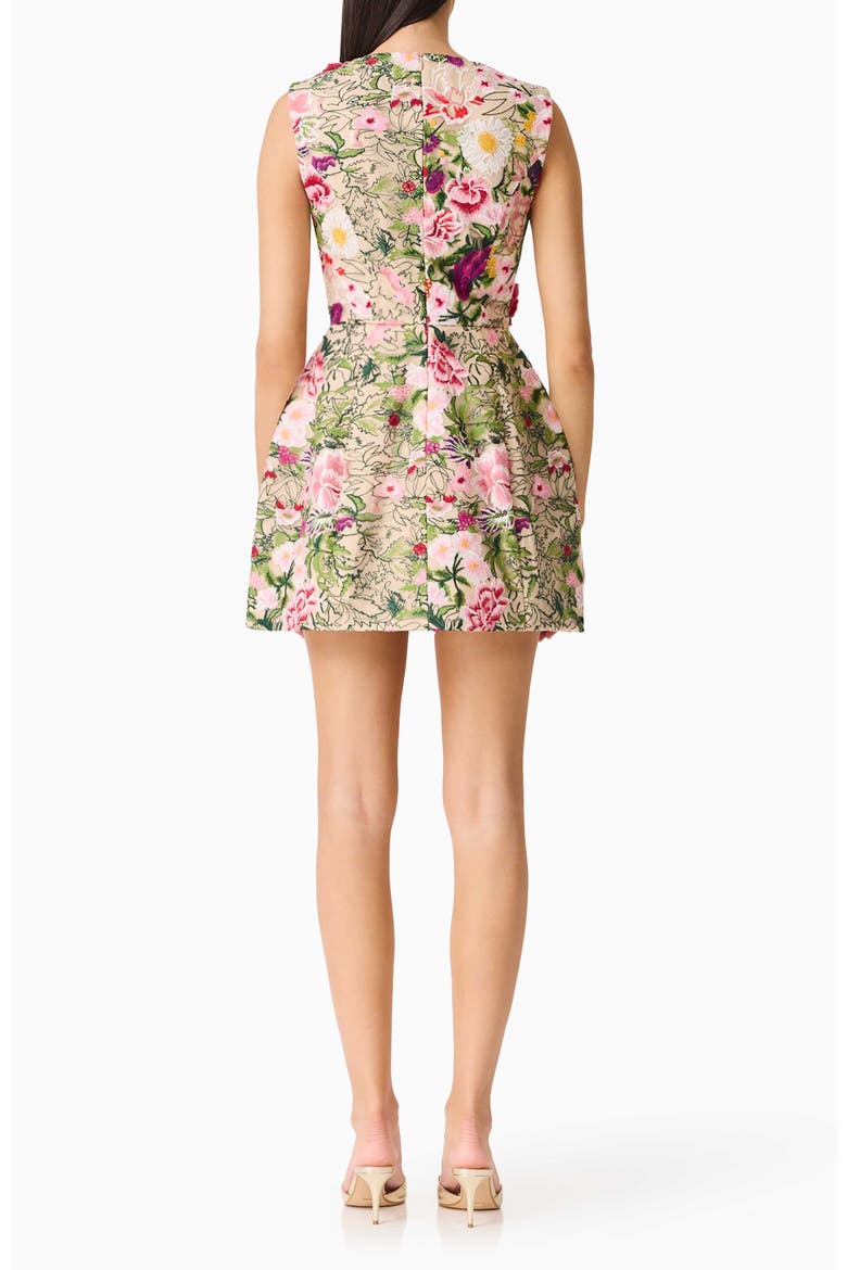 Floral Embroidered Tulip Skirt Minidress, Alternate, color, NUDE MULTI FLORAL