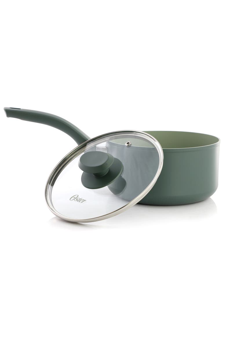 2.5 Quart Ceramic Nonstick Saucepan with Lid, Alternate, color, Green