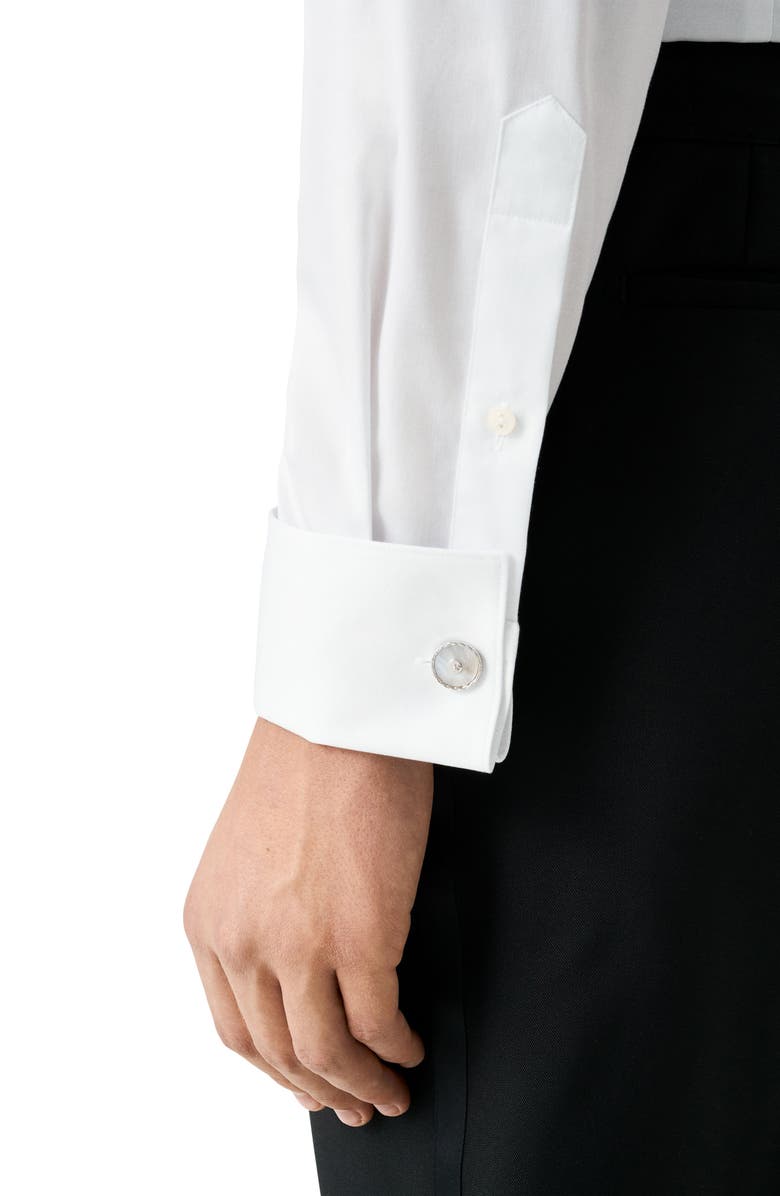 Eton Slim Fit White Bibbed Cotton Tuxedo Shirt, Alternate, color, White