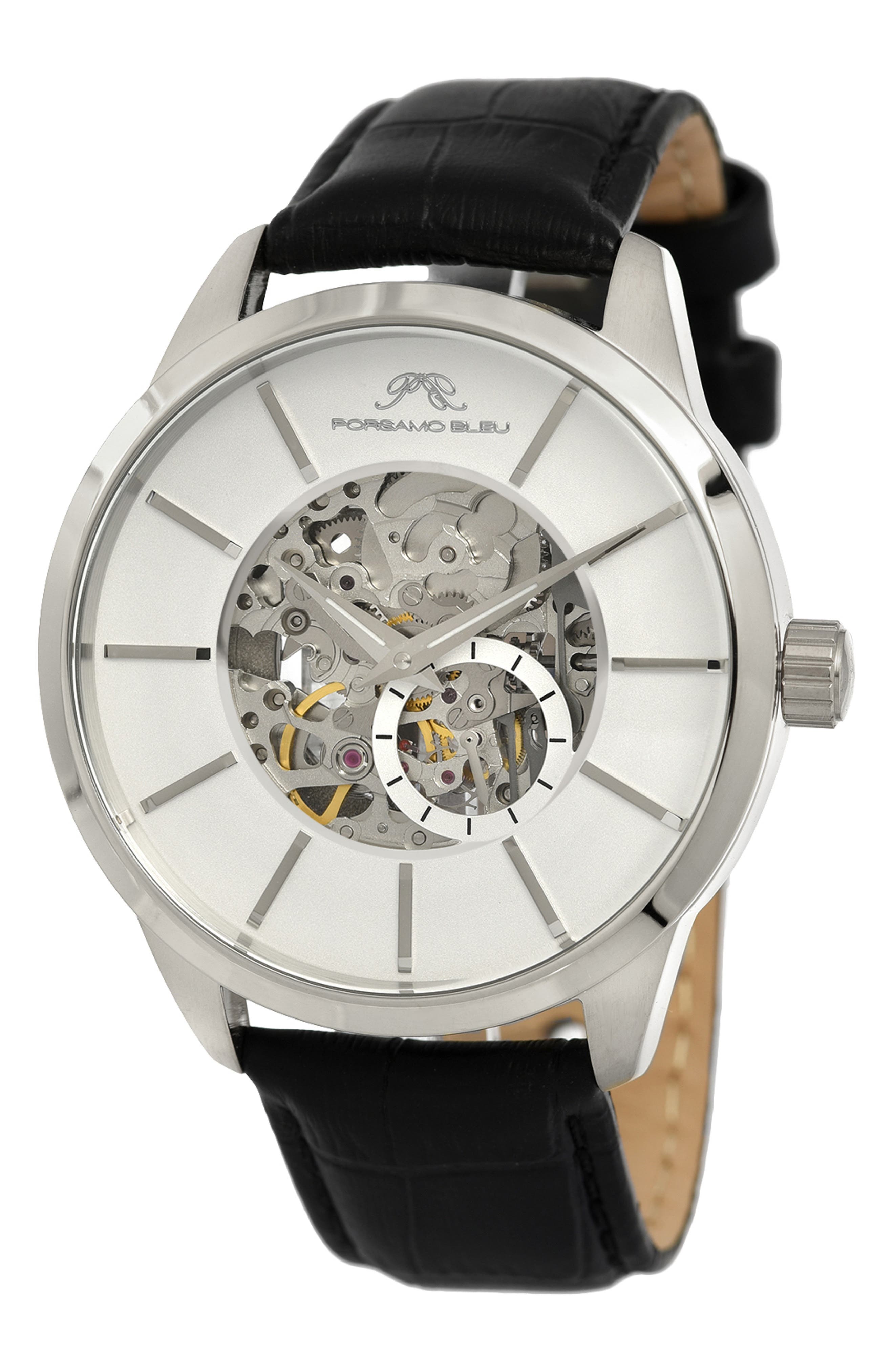 PORSAMO BLEU Men's Cassius Skeleton Watch, 45mm