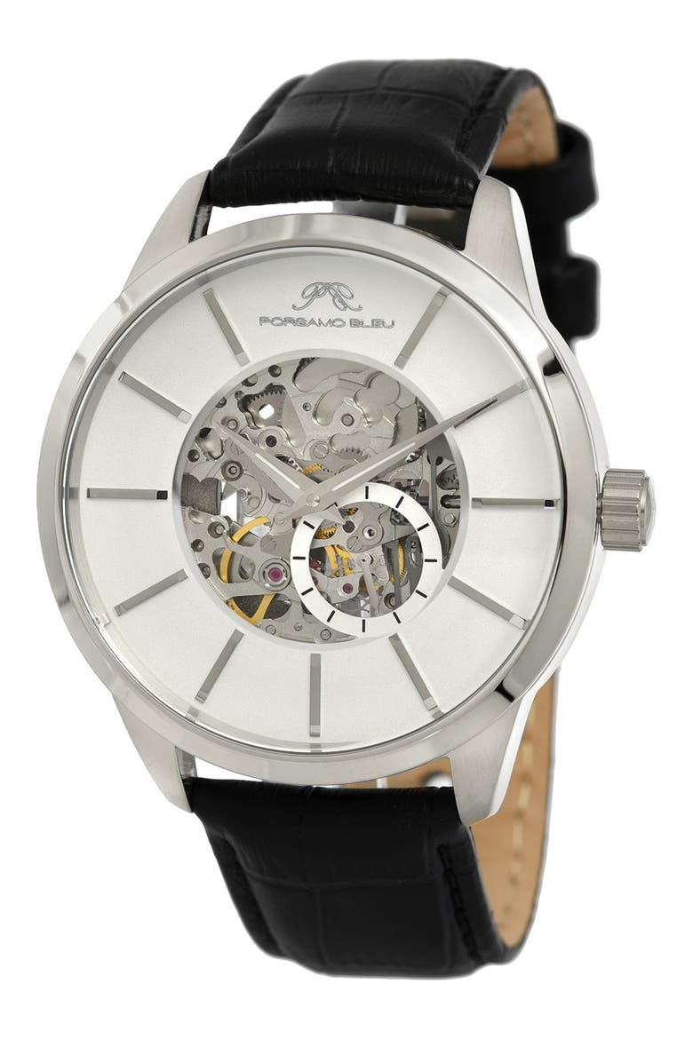 Men's Cassius Skeleton Watch, 45mm, Main, color, SILVER