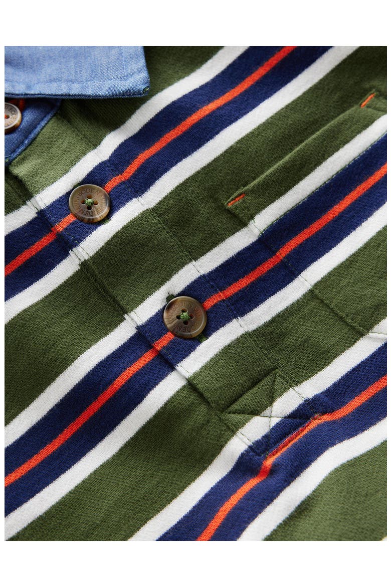 Kids' Striped Collared Sweatshirt, Alternate, color, BRUNSWICK GREEN / COLLEGE NAVY
