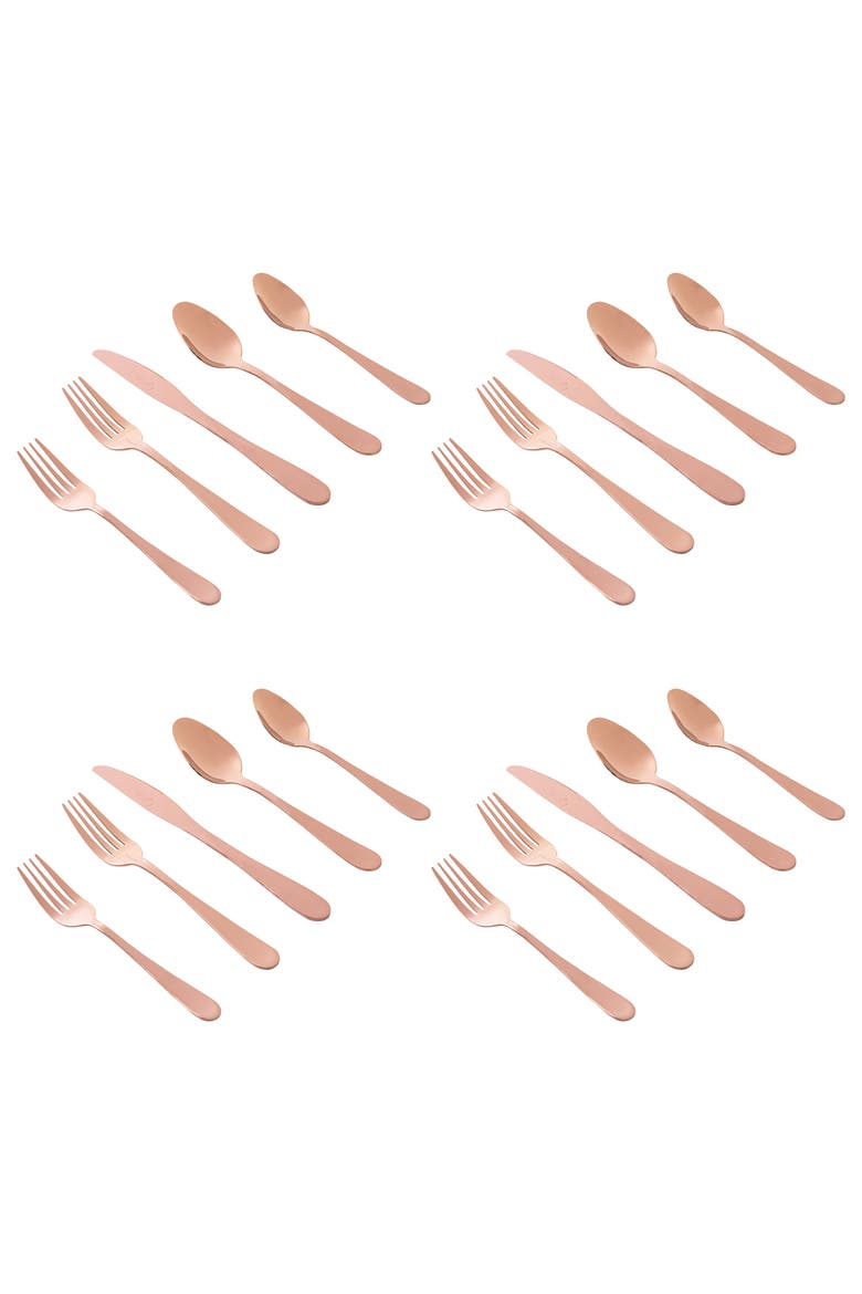 Stravidia 20 Piece Flatware Set  Gold Stainless Steel, Alternate, color, Metallic Gold