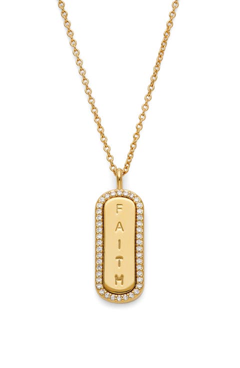 Faith Cubic Zirconia Dogtag Pendant Necklace