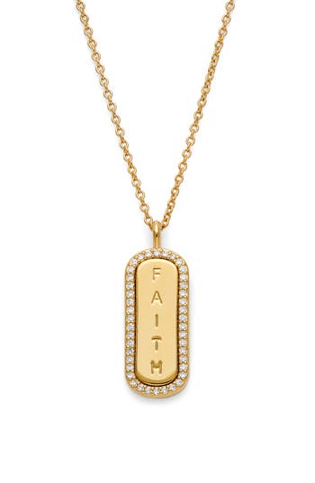 NADRI NADRI FAITH CUBIC ZIRCONIA DOGTAG PENDANT NECKLACE
