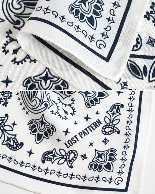 Lost Pattern Nyc "paisley" Silk Bandana Scarf In White