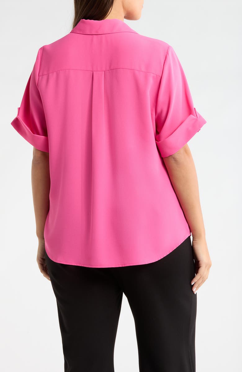 AK ANNE KLEIN Crepe Button-Up Shirt, Alternate, color, Pink Berry