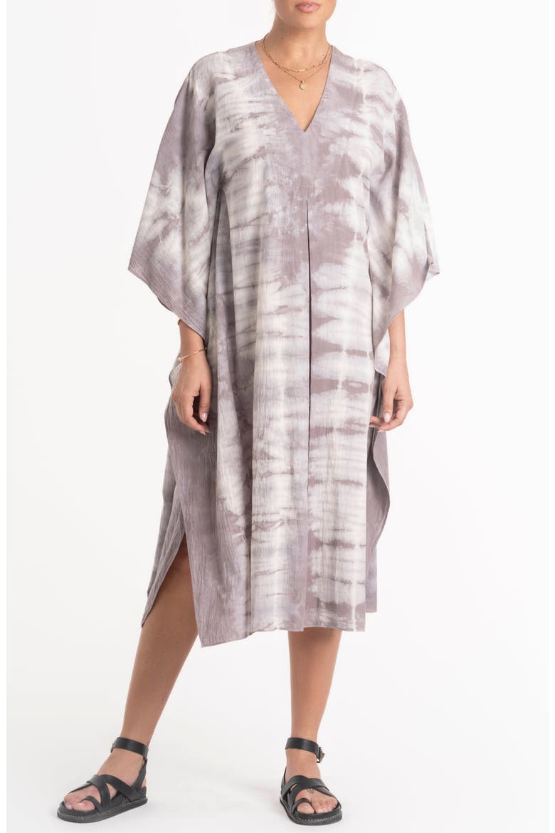 Tie Dye Cotton Caftan, Alternate, color, Grey Ivory Tie Dye