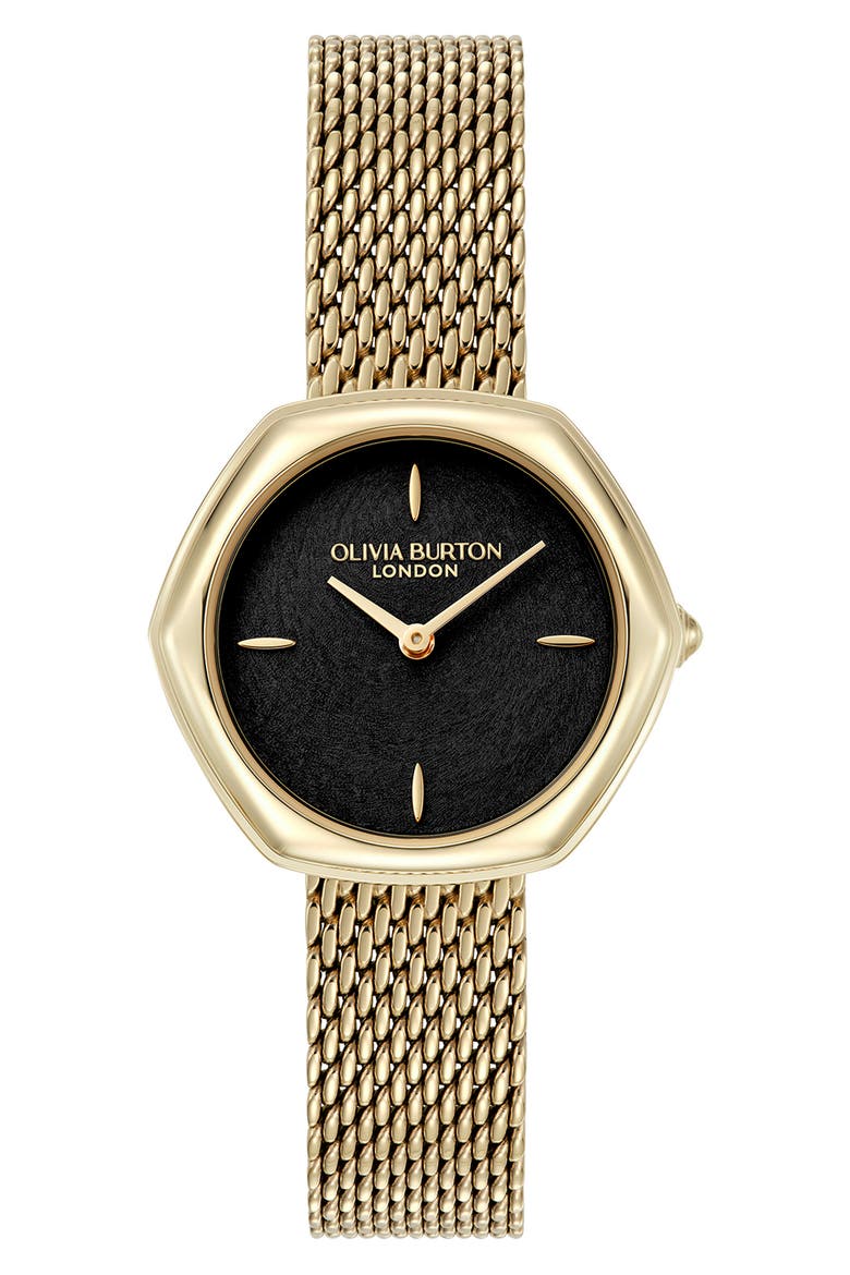 Charing Mesh Strap Watch, 28.5mm, Main, color, BLACK