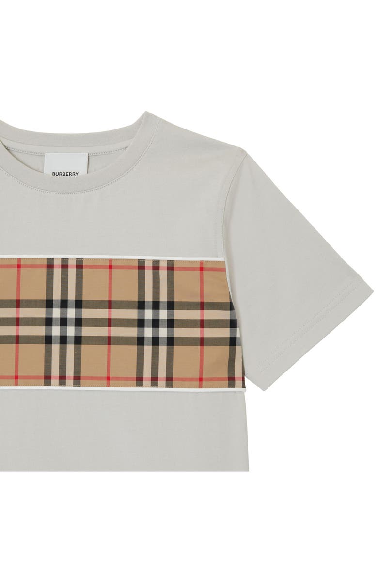 Burberry Kids' Cedar Check Panel Cotton T-Shirt, Alternate, color, 