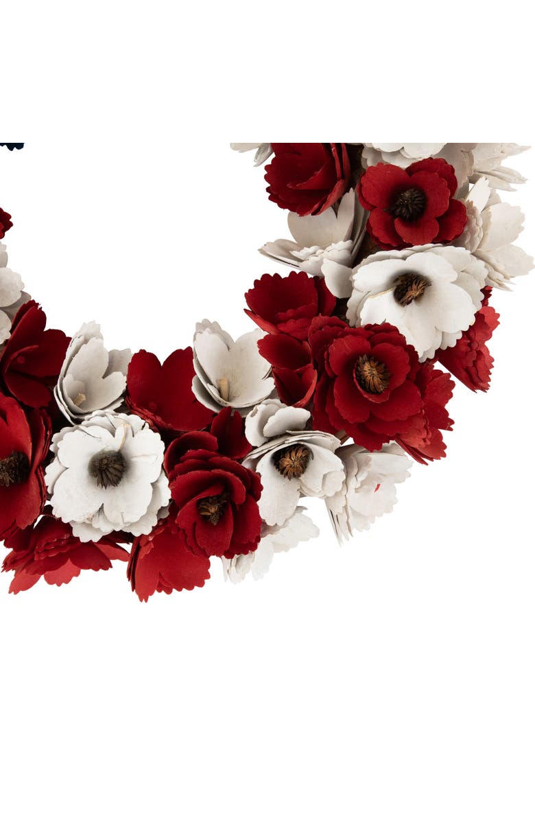 Northlight Wooden Roses Floral Flag Patriotic Wreath - 15", Alternate, color, 