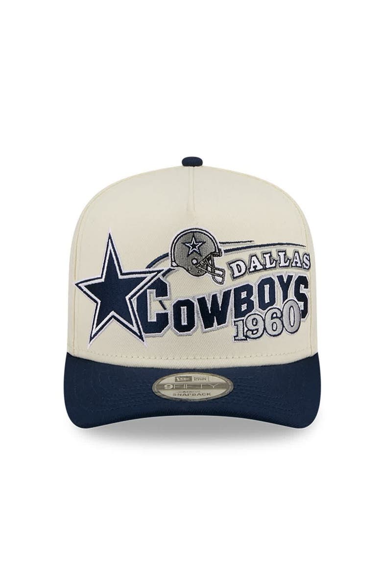 New Era Men's New Era  Cream/Navy Dallas Cowboys Classic A-Frame 9FIFTY Adjustable Hat, Alternate, color, Cream
