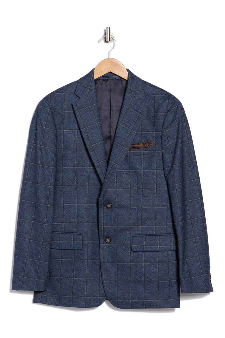 Slim Fit Plaid Sport Coat, Alternate, color, NAVY