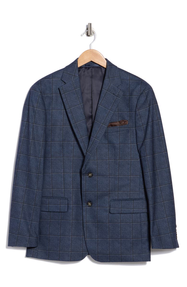 Duchamp Slim Fit Plaid Sport Coat, Alternate, color, Navy