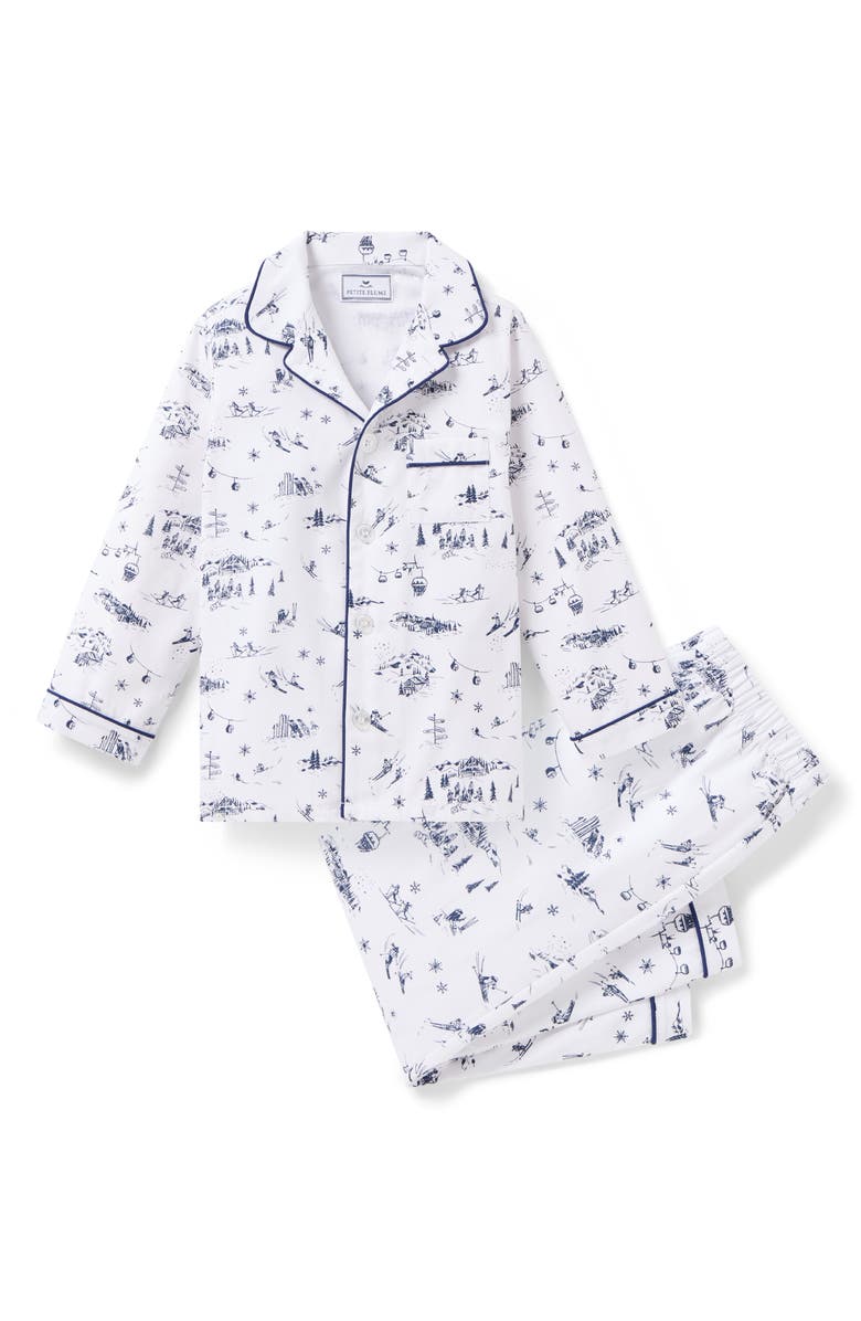 Petite Plume Kids' Chale Toile Cotton Blend Two-Piece Pajamas, Main, color, Navy