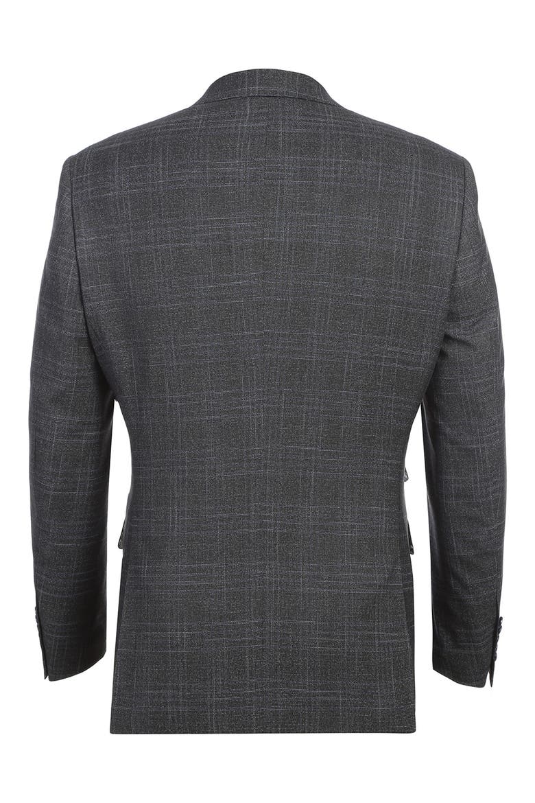 Plaid Trim Fit Peak Lapel Two-Piece Suit, Alternate, color, NAVY