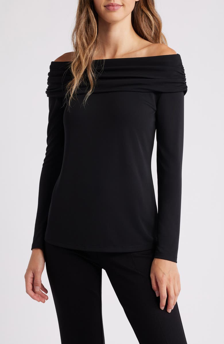 Anne Klein Off the Shoulder Long Sleeve Shirt, Main, color,