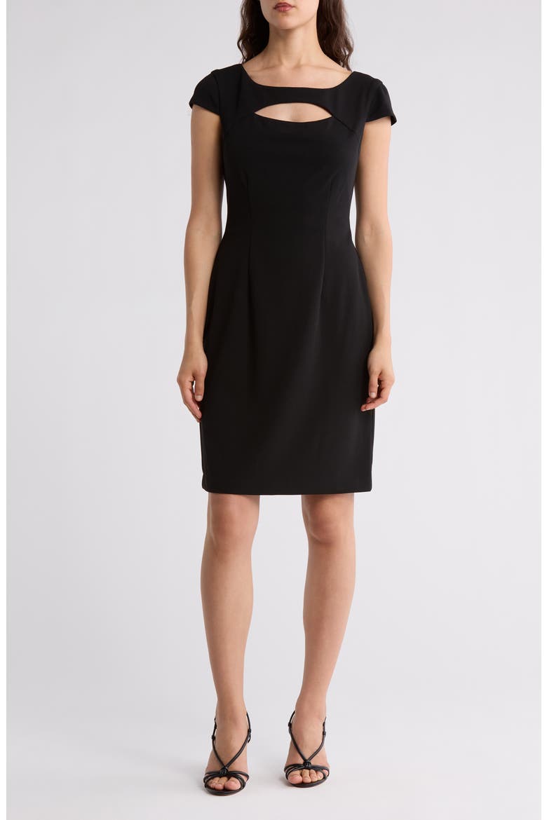 Keyhole Neck Sheath Dress, Main, color, BLACK