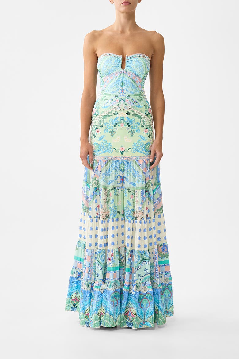 Jersey Spliced Tiered Skirt, Main, color, Midsummer Mosaics