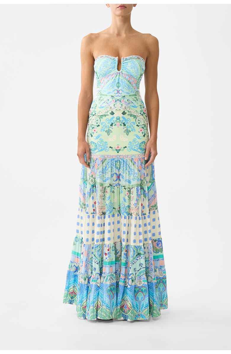 Camilla Jersey Spliced Tiered Skirt, Main, color, Midsummer Mosaics