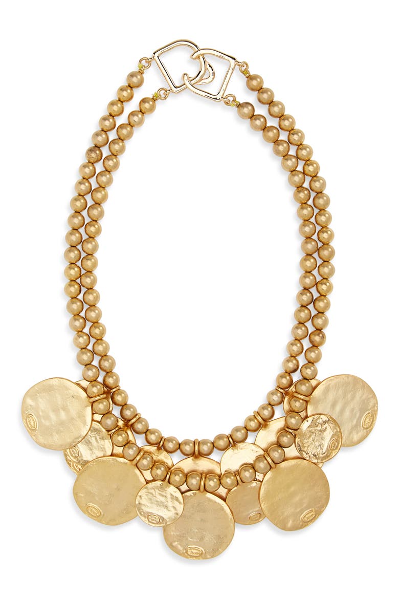 Multistrand Coin Statement Necklace, Main, color, GOLD