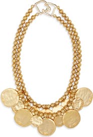 Kenneth Jay Lane Multistrand Coin Statement Necklace