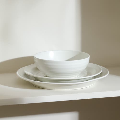 Stone Lain Orbit Stoneware 4-piece Dinner Plate Set In White