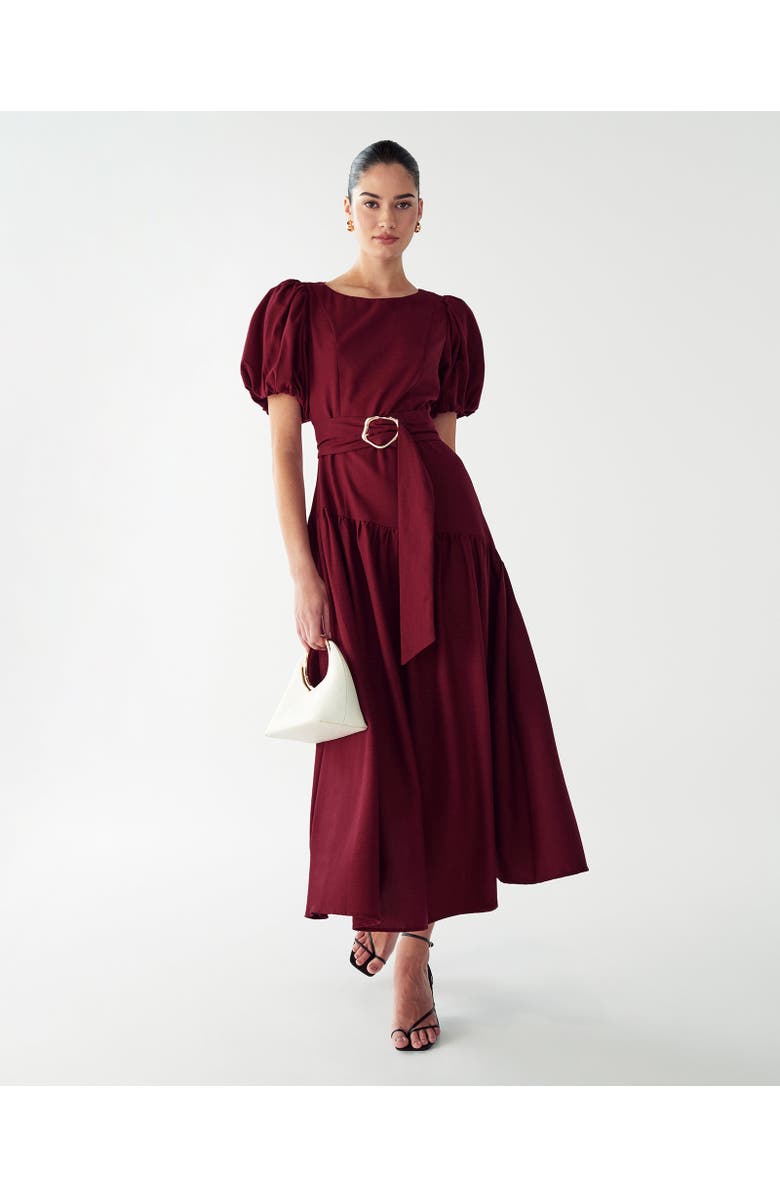 WILLA Elona Midi Dress, Alternate, color, Burgundy