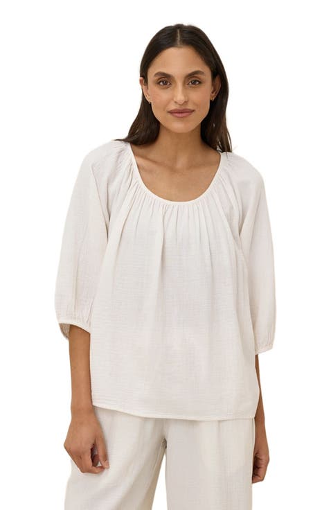 Organic Cotton Coastal Double Gauze Scoop Neck Top