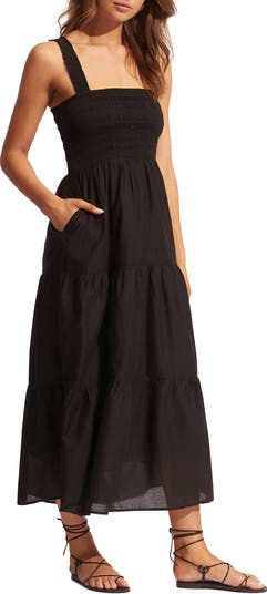 Red Aloha Tiered Cotton Maxi Sundress