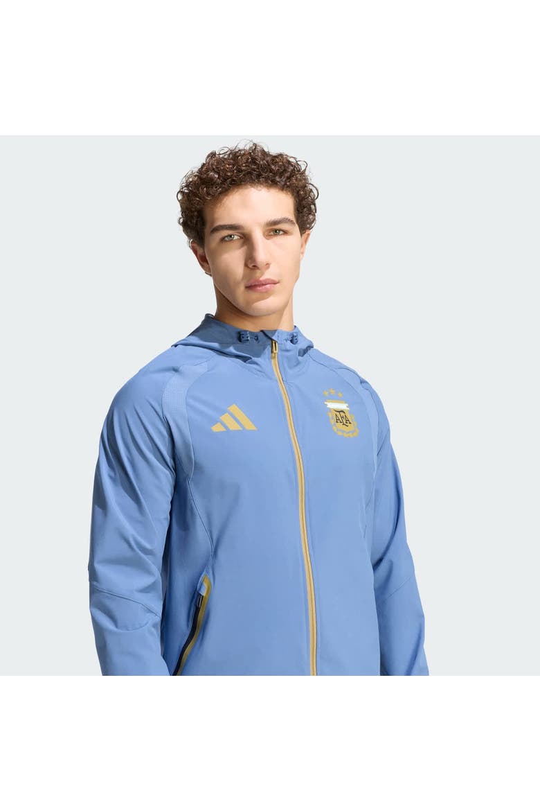 Men's adidas  Blue Argentina National Team FIFA x World Cup Tiro Travel Raglan Full-Zip Windbreaker Hoodie, Alternate, color, Blue