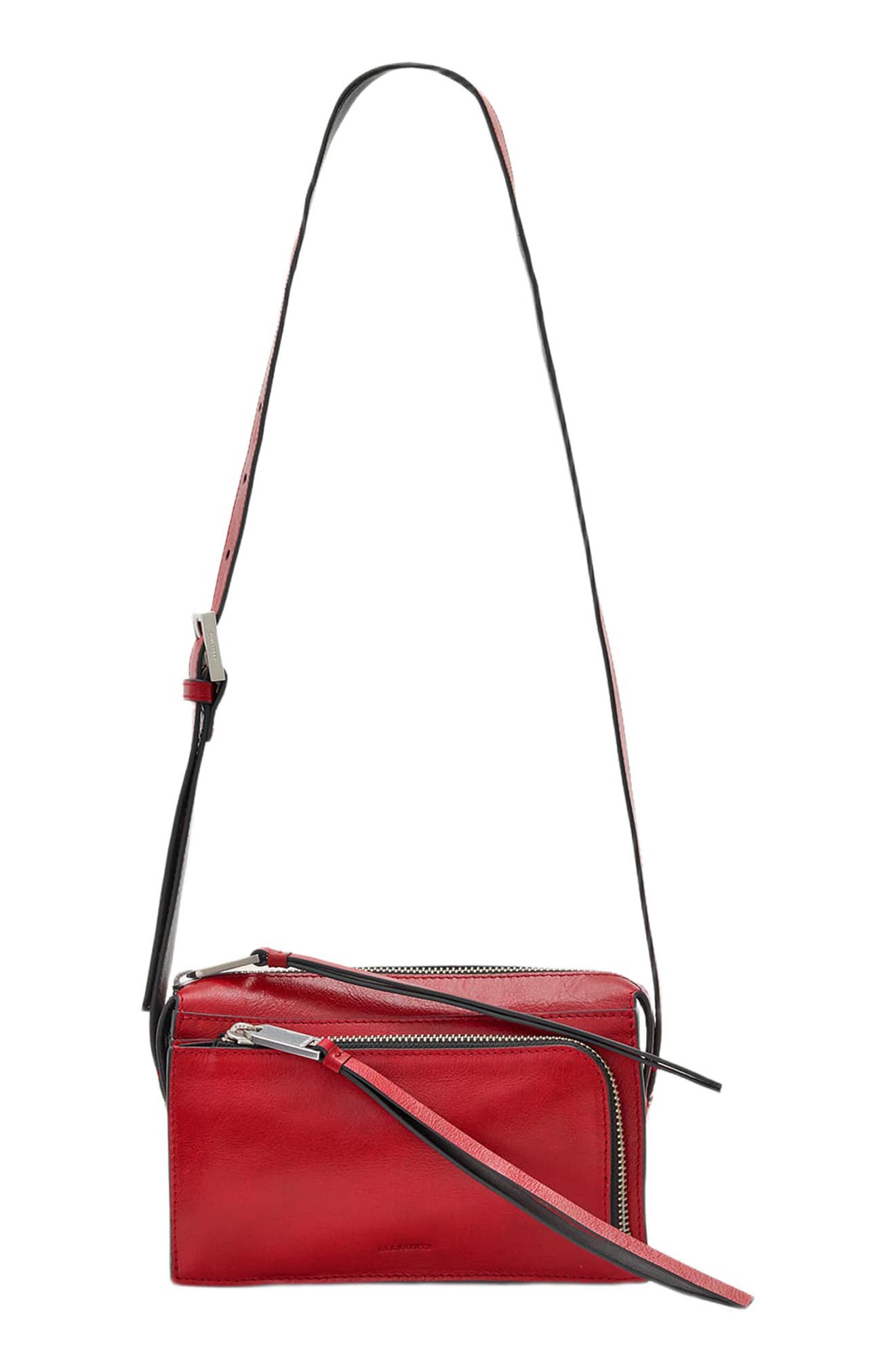 Marlo Leather Wallet Crossbody Bag, Main, color, TRUE RED