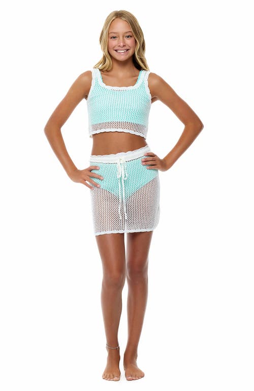 Shop Beach Lingo Kids' Sheer Cover-up Tank & Skirt Set In White